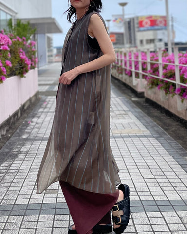 4月3日ライブ Margaux Vintage<br>シアーストライプノースリーブPO