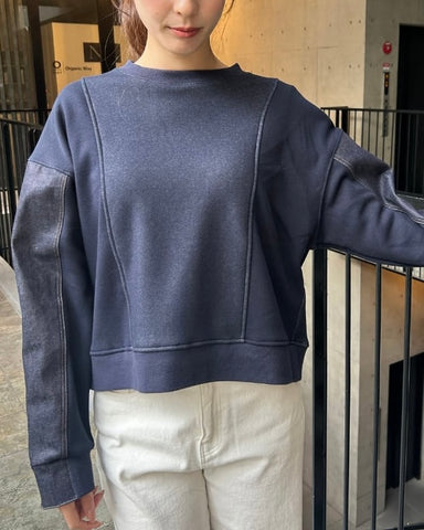 Praia<br> ボンバーヒート×デニム切替えコンビトップス