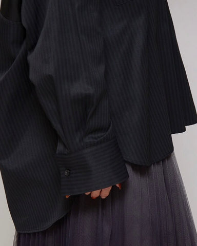 Praia<br> 異素材コンビ・シアーロングシャツ