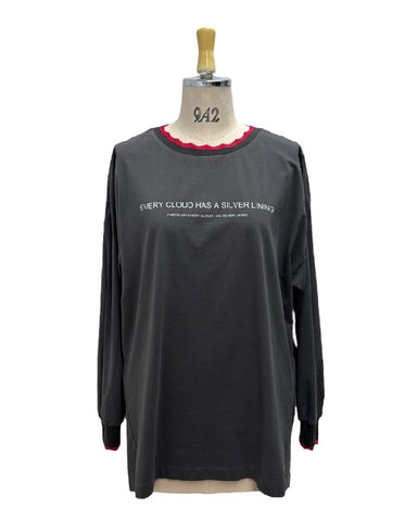 ayane予約<br> 襟ぐりニットロゴロンT