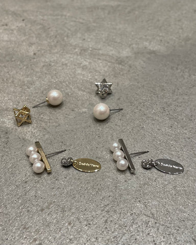 Sea'ds Mara <br> Triple pearl×star back catch pierce