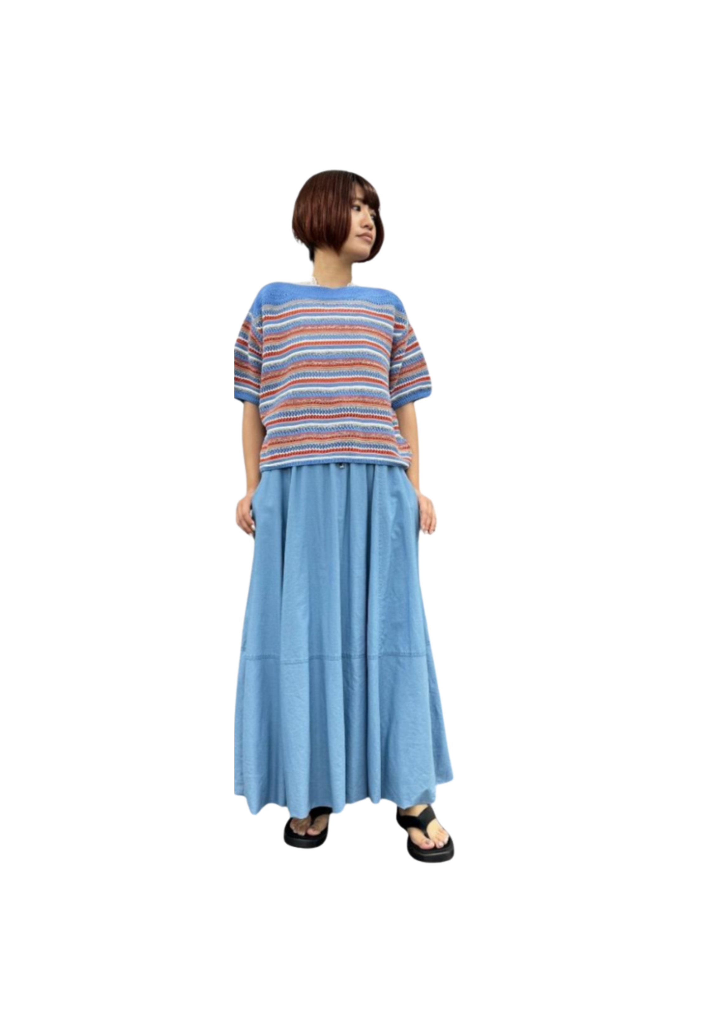 6月8日ライブ<br> ayane インディゴ染めふんわりロングスカート