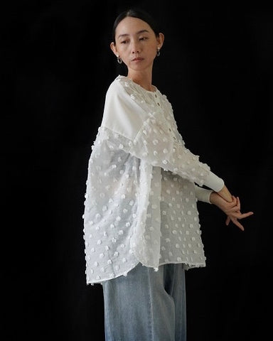 CYAN TOKYOご予約<br> ドットジャカードヘンリーブラウス
