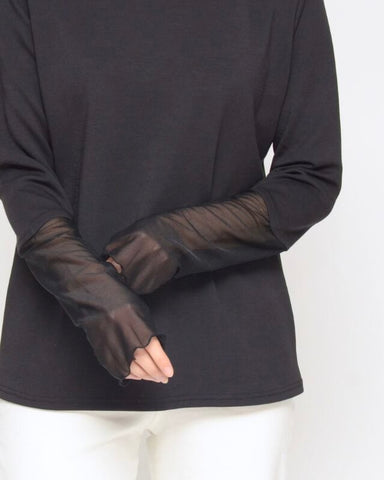 Praia<br>袖チュールハイネックカットソー