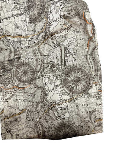 ayane予約<br> マップ柄プリントバレルレッグパンツ