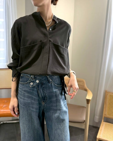 cafune<br>裾ドロストリボンシャツ
