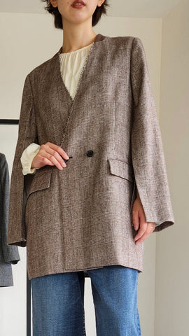 Boutique Ordinary<br> Collar-less Double Long Jacket