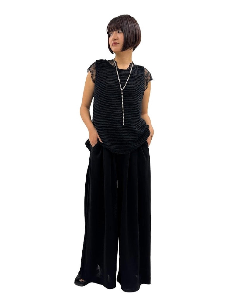 ayane予約<br>ニットメッシュAラインタンクトップ