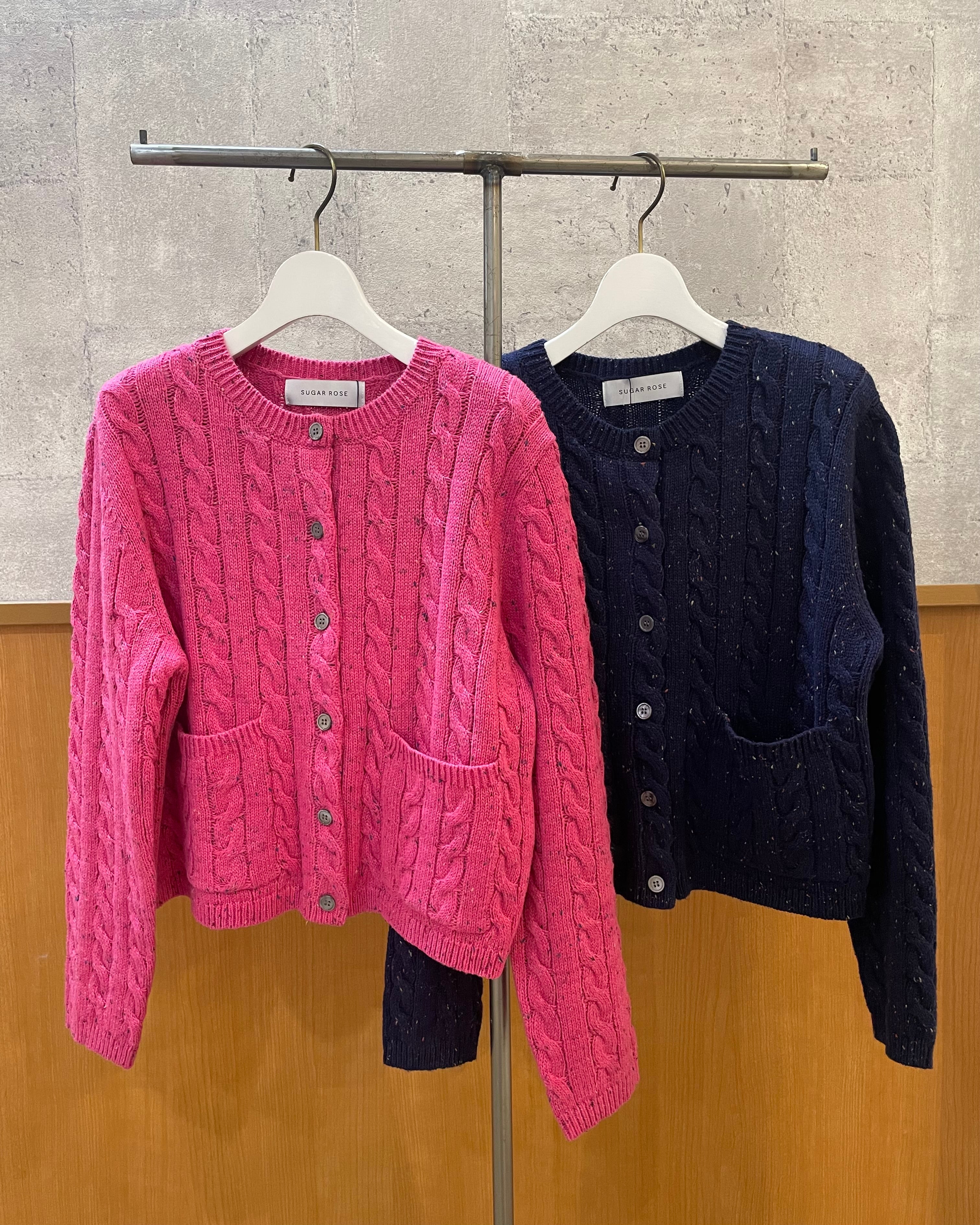 10月11日ライブ SUGAR ROSE<br>カラーネップケーブルニットカーディガン