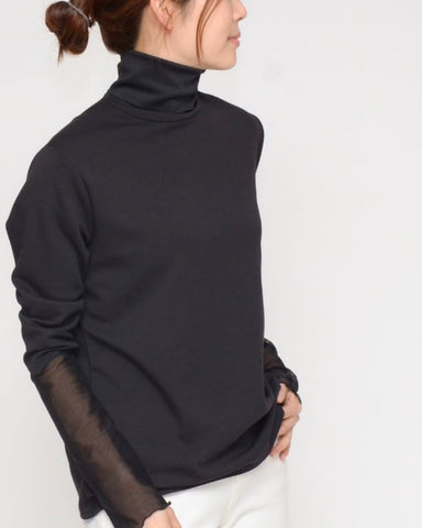 Praia<br>袖チュールハイネックカットソー