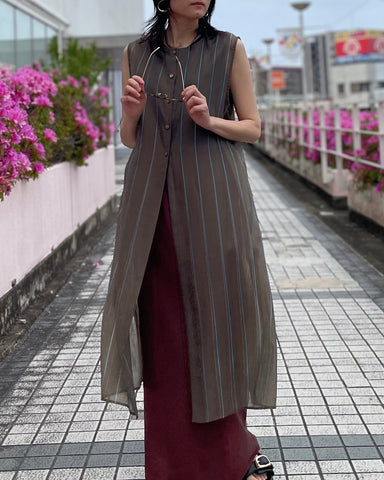 4月3日ライブ Margaux Vintage<br>シアーストライプノースリーブPO