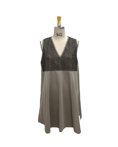 ayane予約<br> ポンチ素材チュニック丈フレアベスト