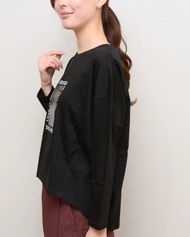 Praia<br> シルケット合皮ボックスロングTシャツ