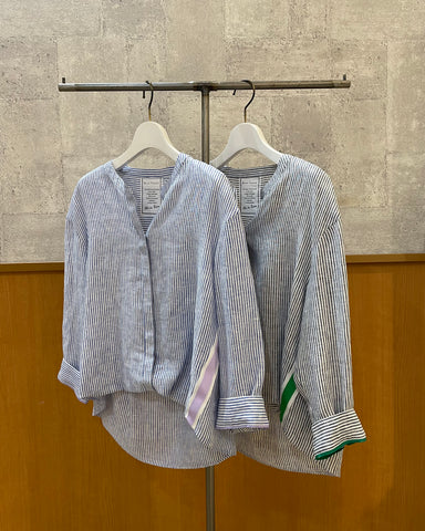 4月29日ライブ BLUE F RONCE<br>キーネックリネン折り返しシャツ