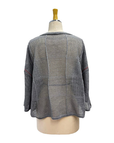 ayane予約<br> 格子柄メッシュ編ニット