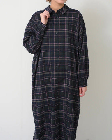 Herencia<br> Tartan Back Ribbon Shirt Dress