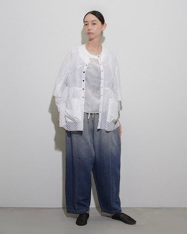 CYAN TOKYOご予約<br> グロッシーシアーボーダーブラウス