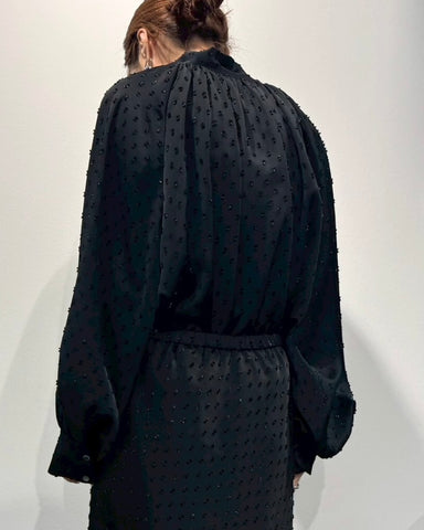 cafune<br>ドット刺繍ボウタイブラウス