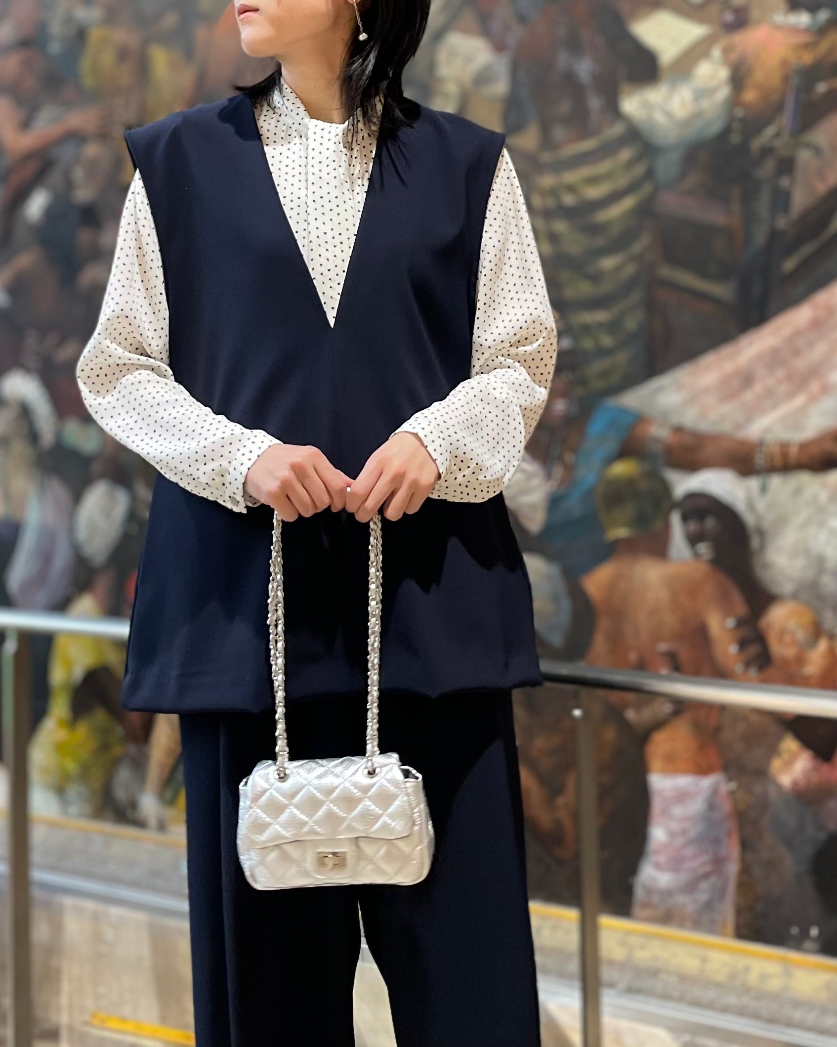 PASSIONE<br>ボウタイ風柄ブラウス