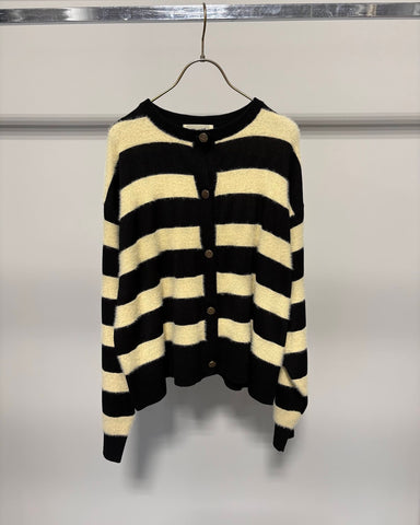 Margaux Vintage<br>異素材ボーダークルーカーディガン