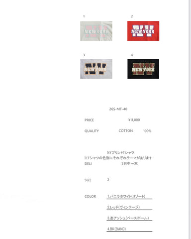 USU予約<br> NYプリントTシャツ