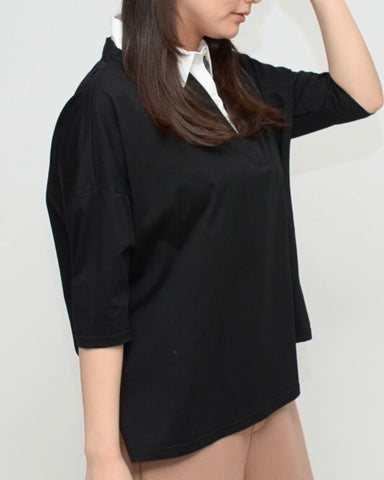 Praia<br> 衿付きシルケットプルオーバー