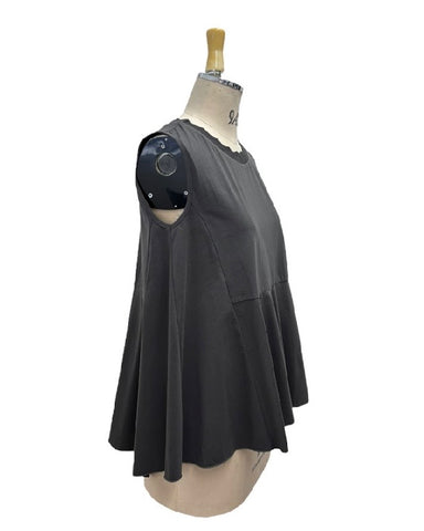 ayane予約<br> 襟ぐりニットフレアタンクトップ