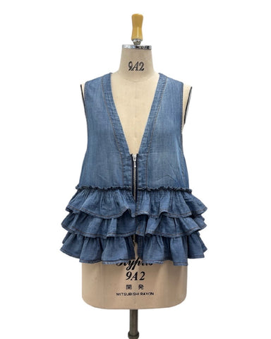 ayane予約<br> シアーデニムフリルベスト