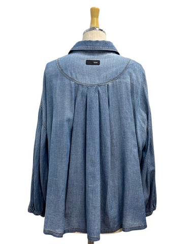 ayane予約<br> シアーデニムショート丈シャツ