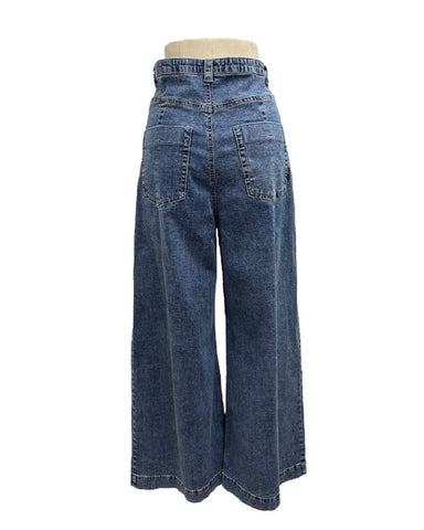 ayane予約<br> デニム地タックワイドパンツ