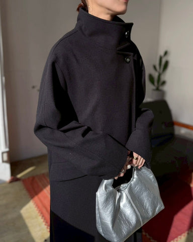 cafune<br> melton jersey stand coat