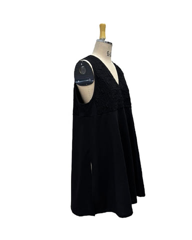 ayane予約<br> ポンチ素材チュニック丈フレアベスト