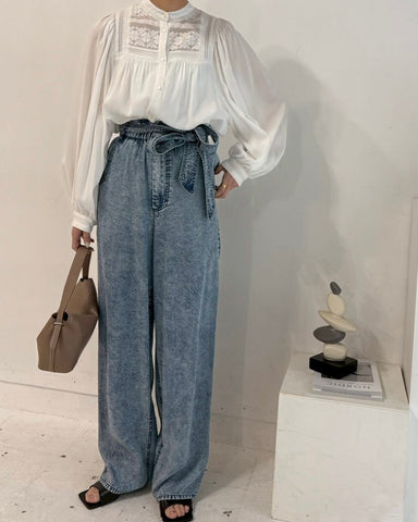 cafune <br> tencel denim easy pants