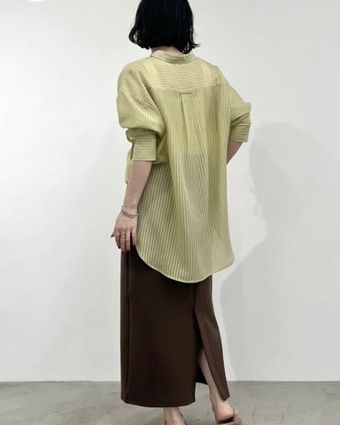 mink chair<br> シアーストライププレーンシャツ