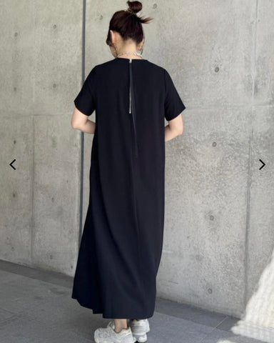 anana<br> 速乾シンプルAライン半袖マキシワンピース
