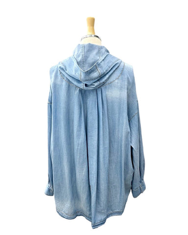 ayane予約<br> シアーデニムフーディシャツ