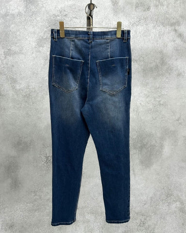 ayane予約<br>裏起毛スキニーデニムパンツ　ショート丈