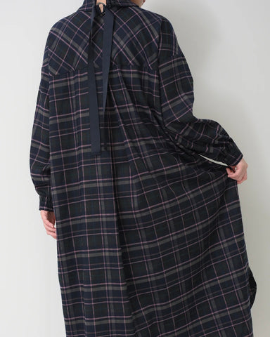 Herencia<br> Tartan Back Ribbon Shirt Dress