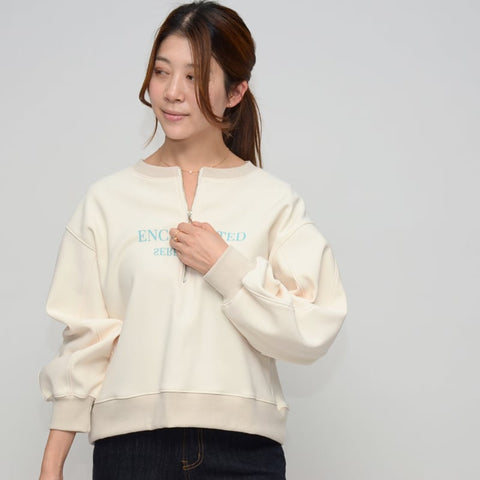 11月20日ライブ Praia<br>梨地裏起毛ハーフジップロゴトップス