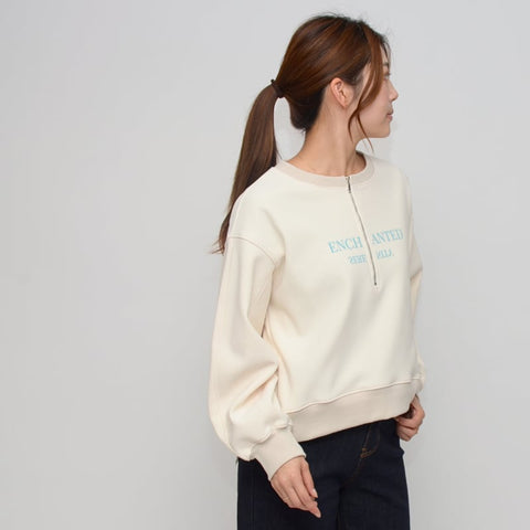 11月20日ライブ Praia<br>梨地裏起毛ハーフジップロゴトップス