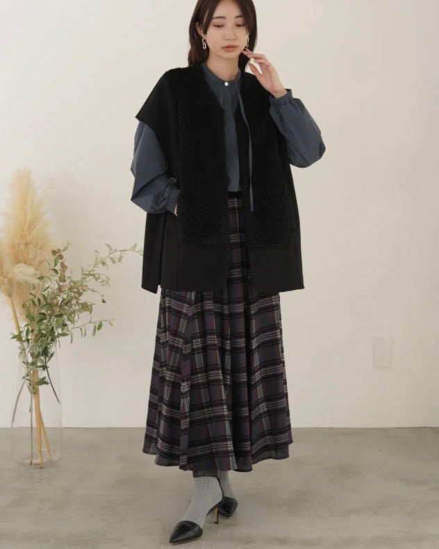 mink chair<br> モールチェックウエストリブスカート