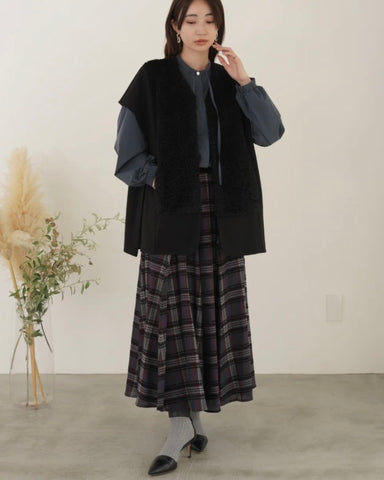 mink chair<br> モールチェックウエストリブスカート