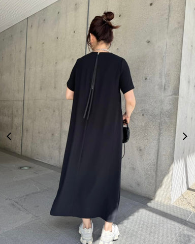 anana<br> 速乾シンプルAライン半袖マキシワンピース