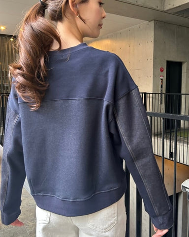 Praia<br> ボンバーヒート×デニム切替えコンビトップス