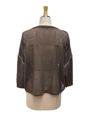 ayane予約<br> 格子柄メッシュ編ニット