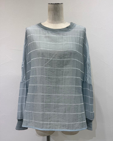 CYAN TOKYOご予約<br> グロッシーシアーボーダーブラウス