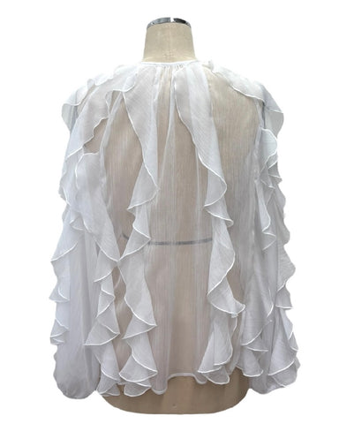 ayane<br>楊柳シフォンフリルブラウス ayane