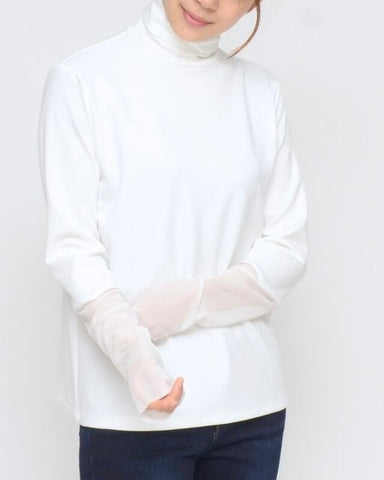 Praia<br>袖チュールハイネックカットソー