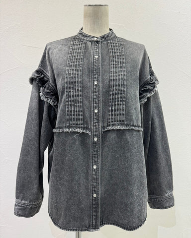 CYAN TOKYOご予約<br> ピンタックフリルウエスタンシャツ