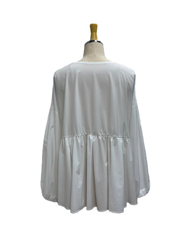 ayane予約<br> ボリュームスリーブペプラムブラウス